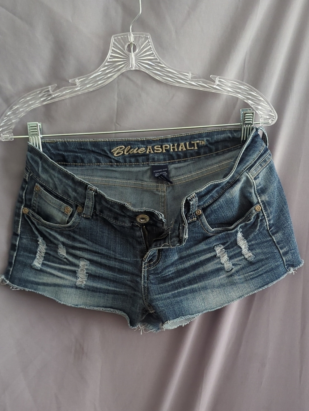 Blue Asphalt Distressed Denim Cutoff Shorts - Blue Wash